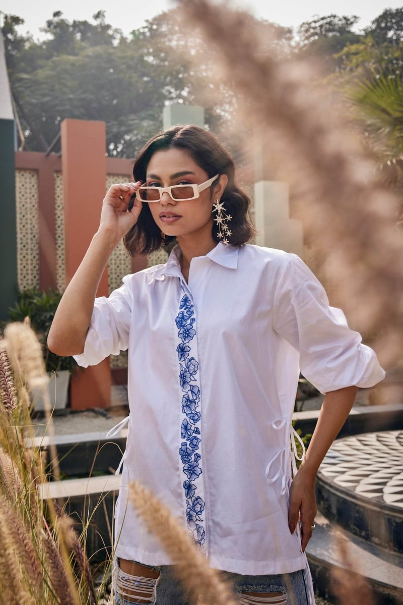 The Indigo Stem White Shirt