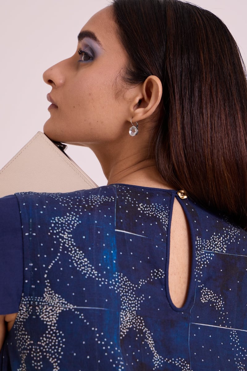 Indigo Printed Linen Top and Pant Co-ord Set