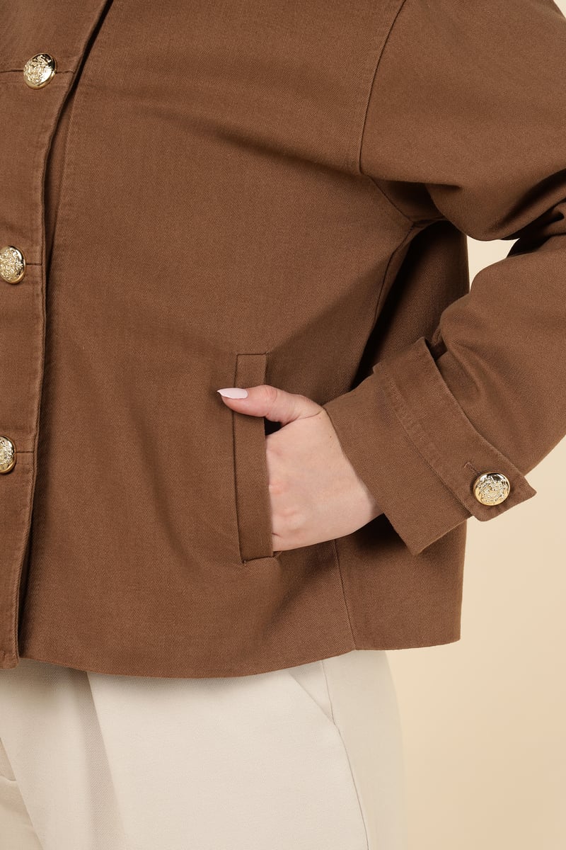 Brown Double-Breasted Tailored Jacket
