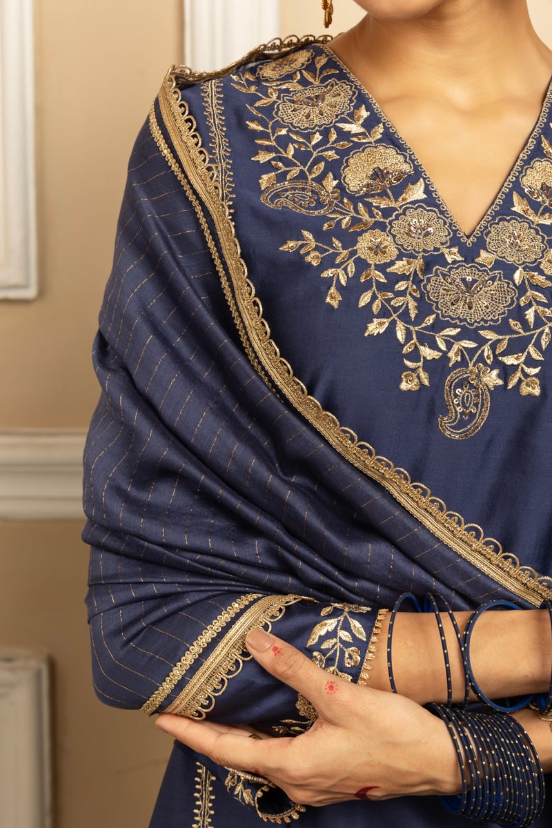 Sanya Silk Chanderi Handcrafted Kurta Set