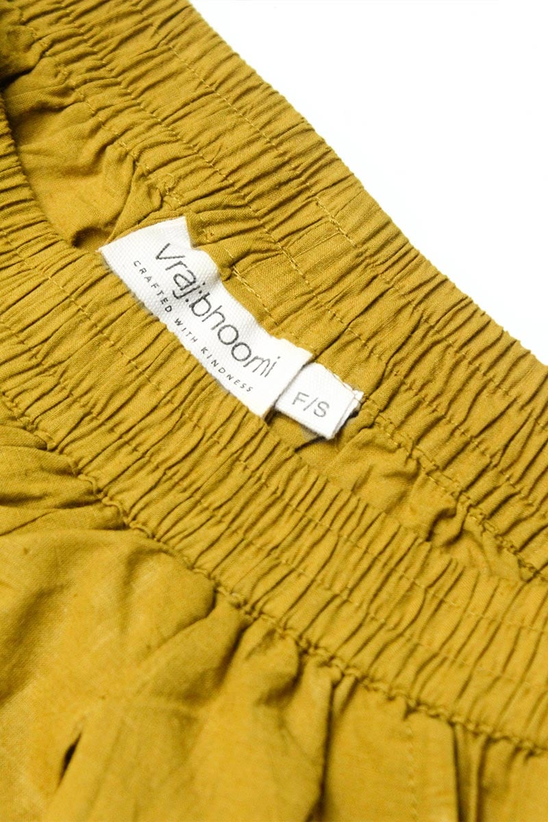 Mustard Cotton Culottes with Elasticated Waist