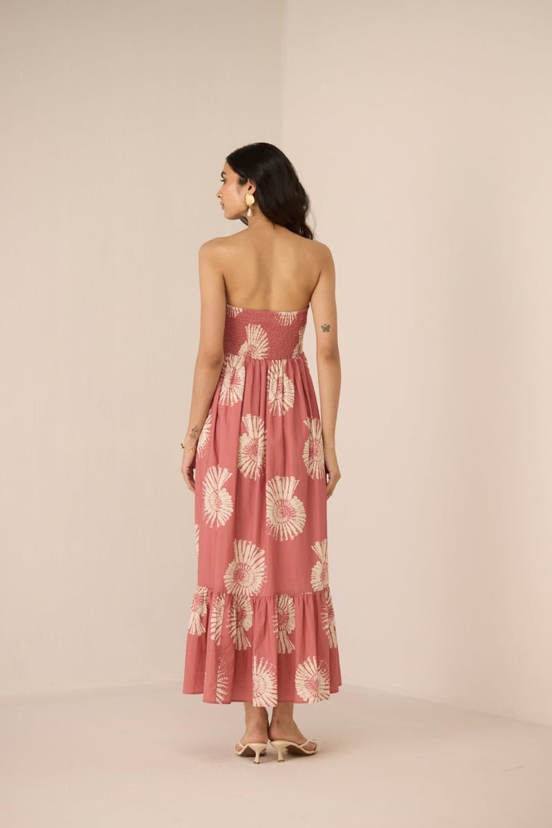 Nautilus Rose Floral Strapless Corset Maxi Dress
