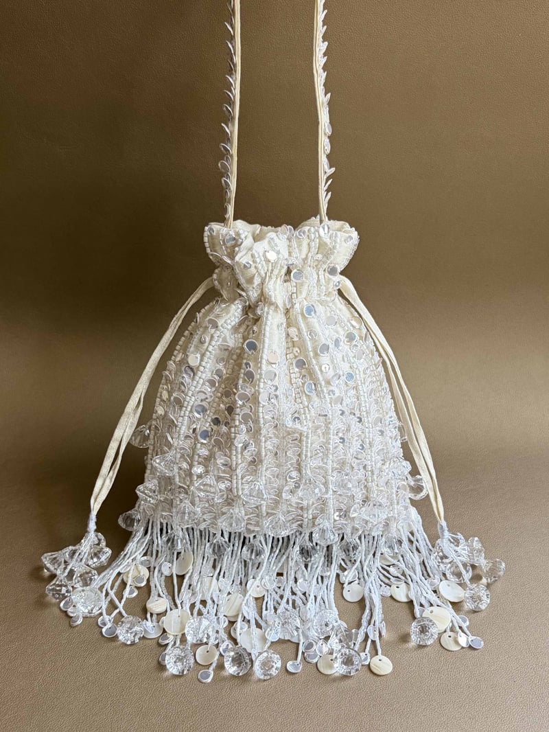 Pearl White Pataka Potli Bag