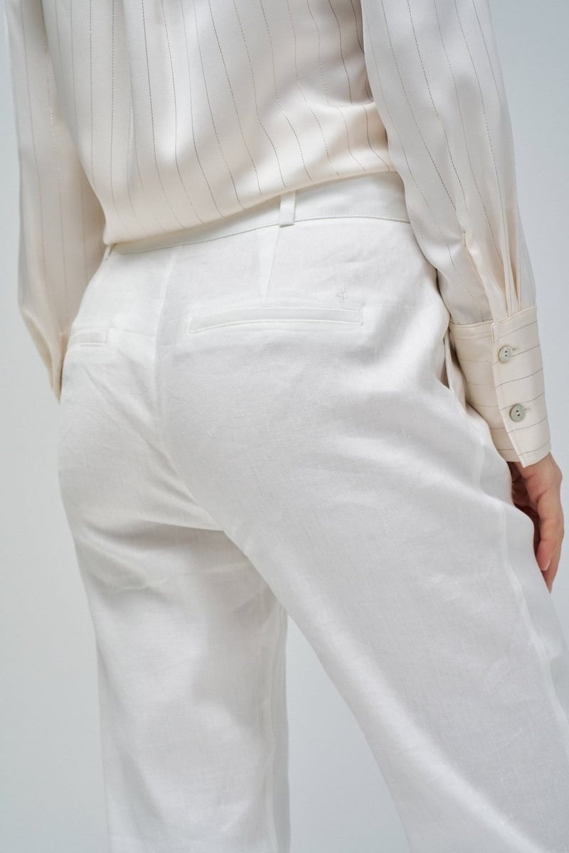 Light Pearl High-Rise Straight-Leg Tailored Trousers