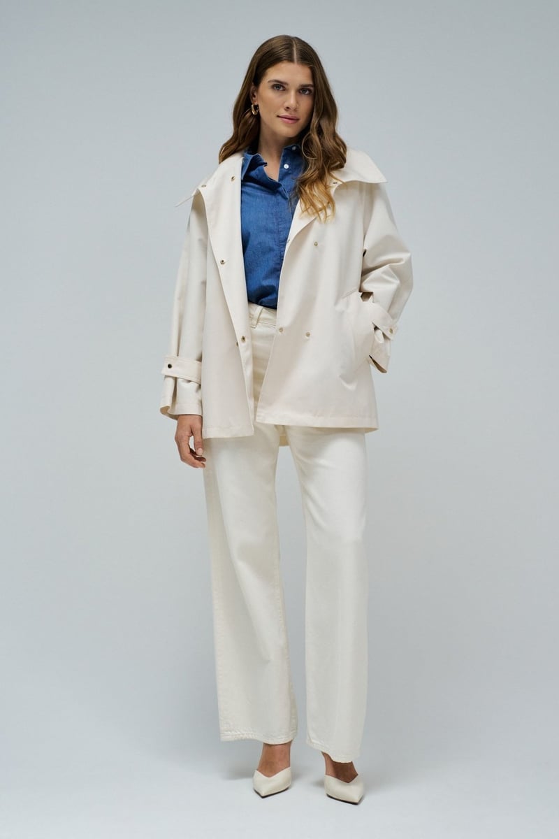 Beige Hooded Belted Trench Coat