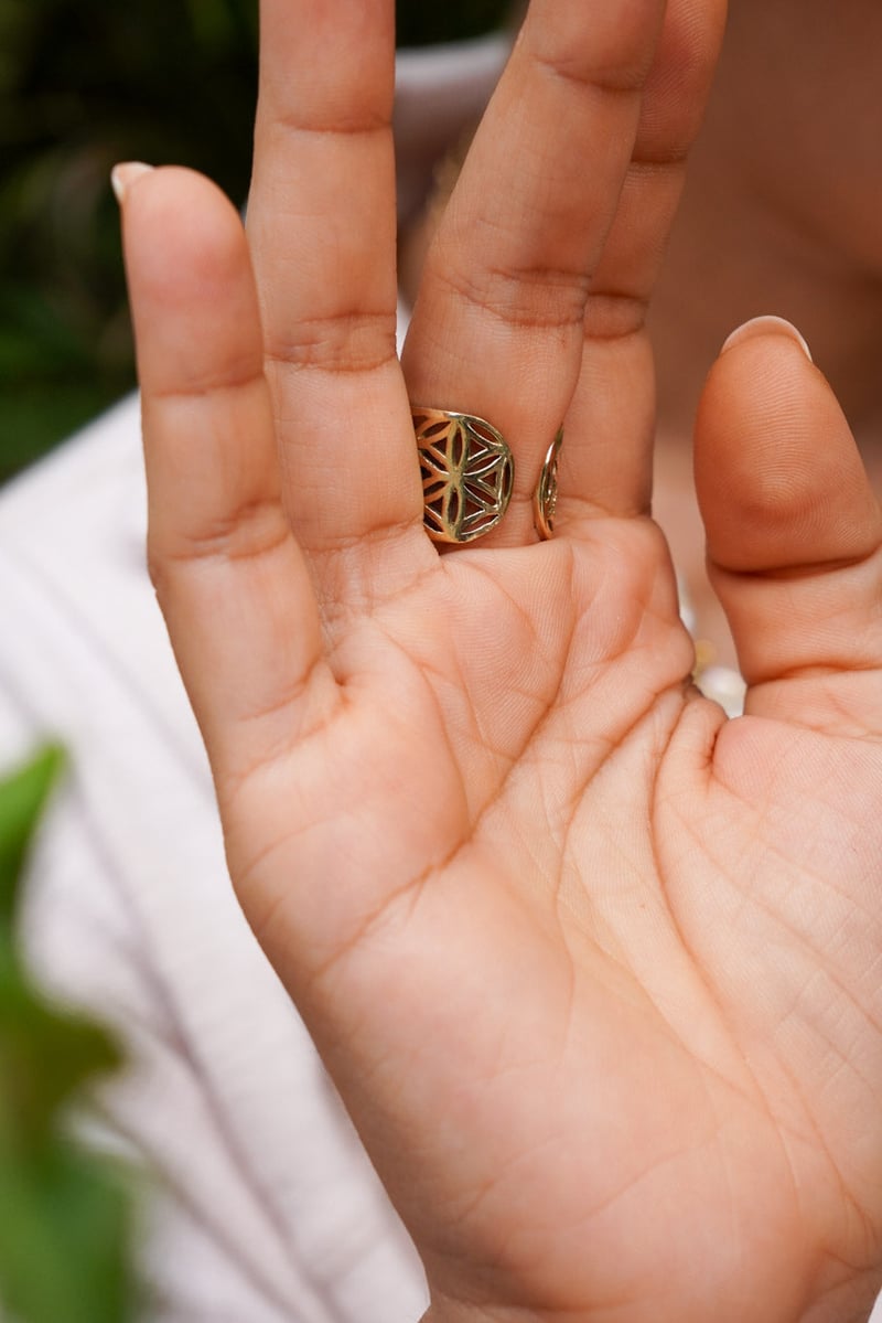 Flower Of Life Adjustable Ring Size 5-7