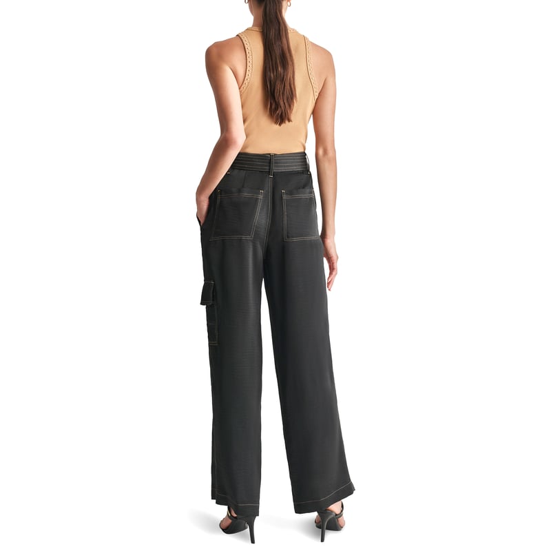 Black High-Rise Wide-Leg Cargo Trousers