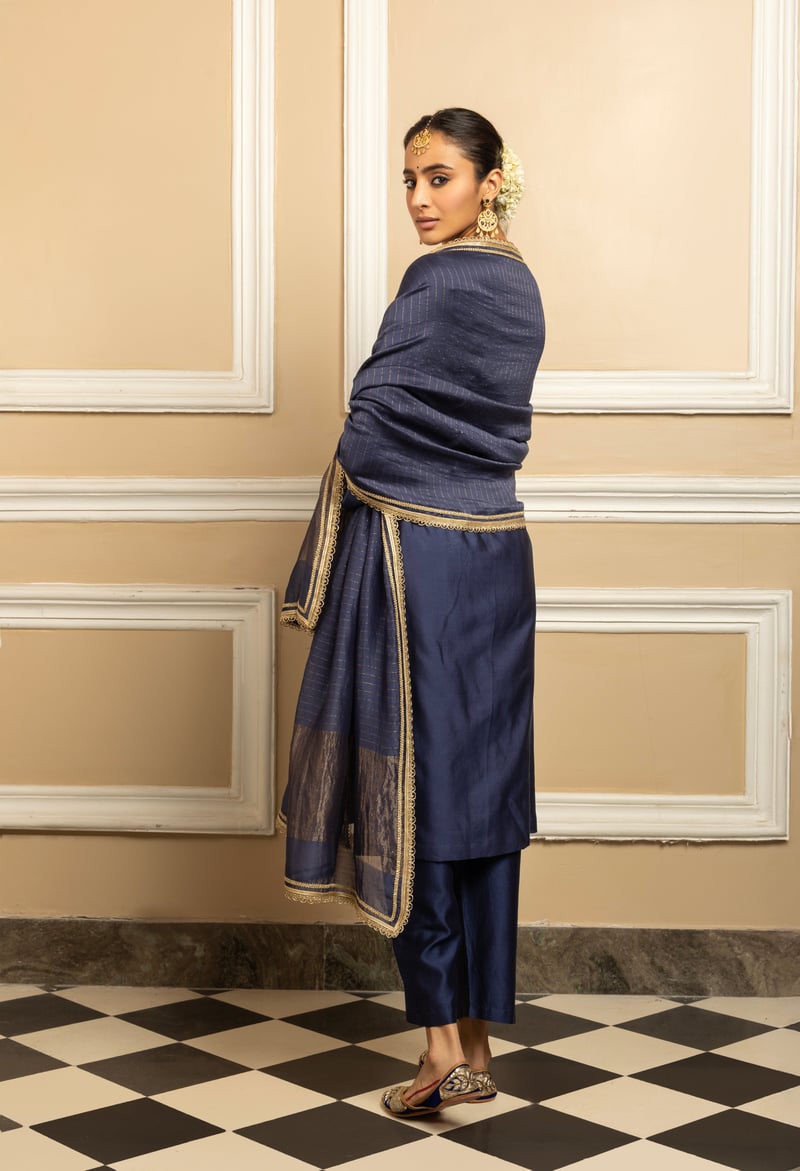 Sanya Silk Chanderi Handcrafted Kurta Set