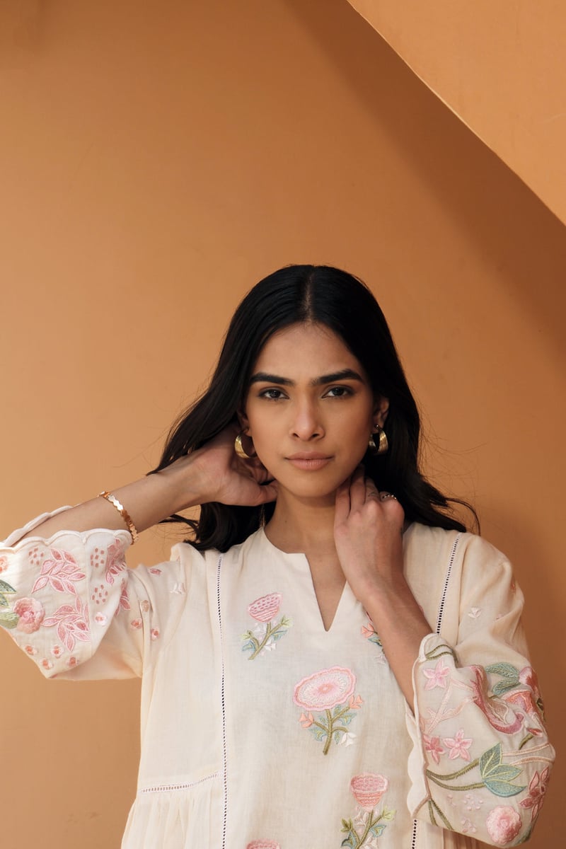 Soft Pink Mul Mul Embroidered Kurta Set with Dupatta