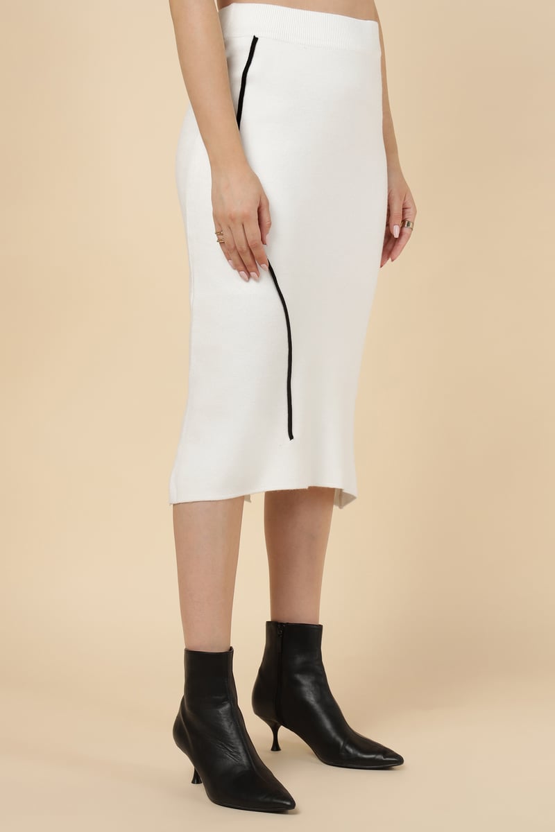 White Knit Top and Midi Pencil Skirt Co-ord Set