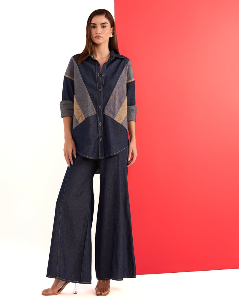 Indigo Denim Bell-Bottom Jeans
