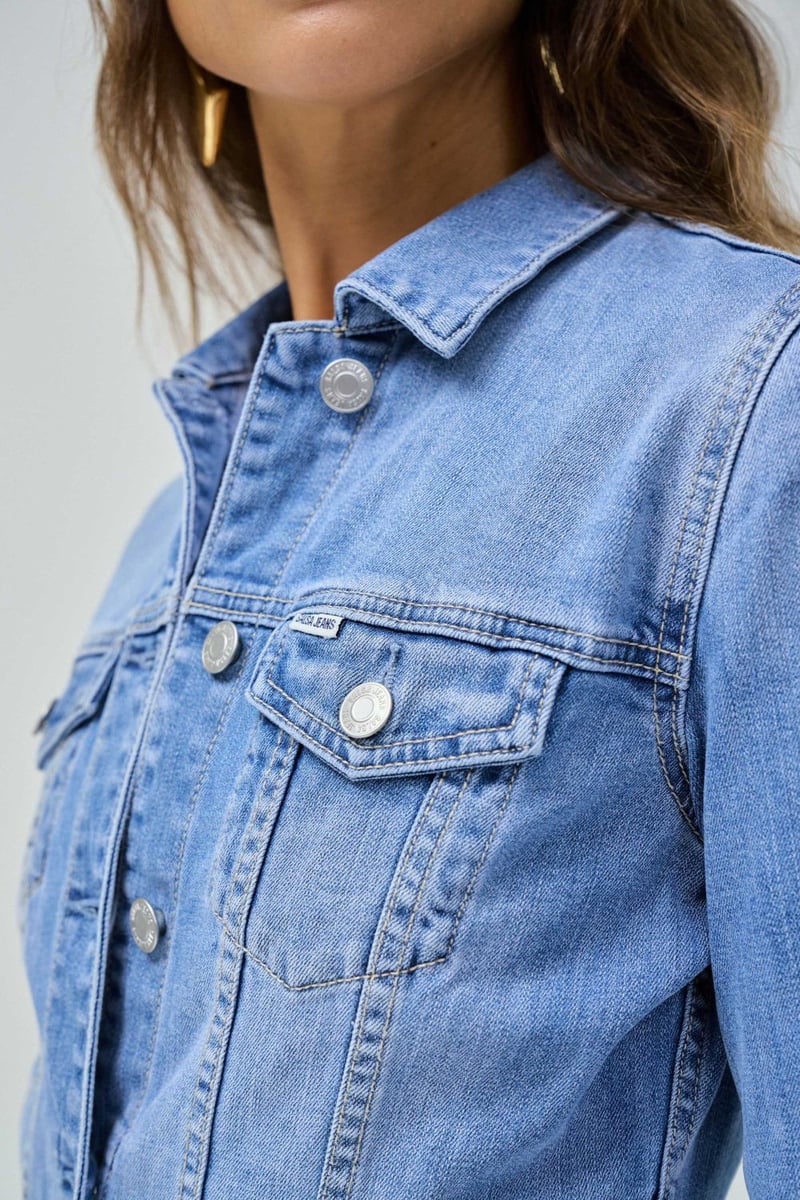 Light Blue Slim Fit Denim Trucker Jacket