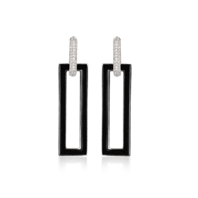 Black Enamel Line Hoop