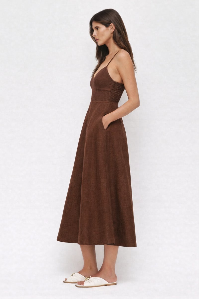 Tara Cocoa Linen Dress