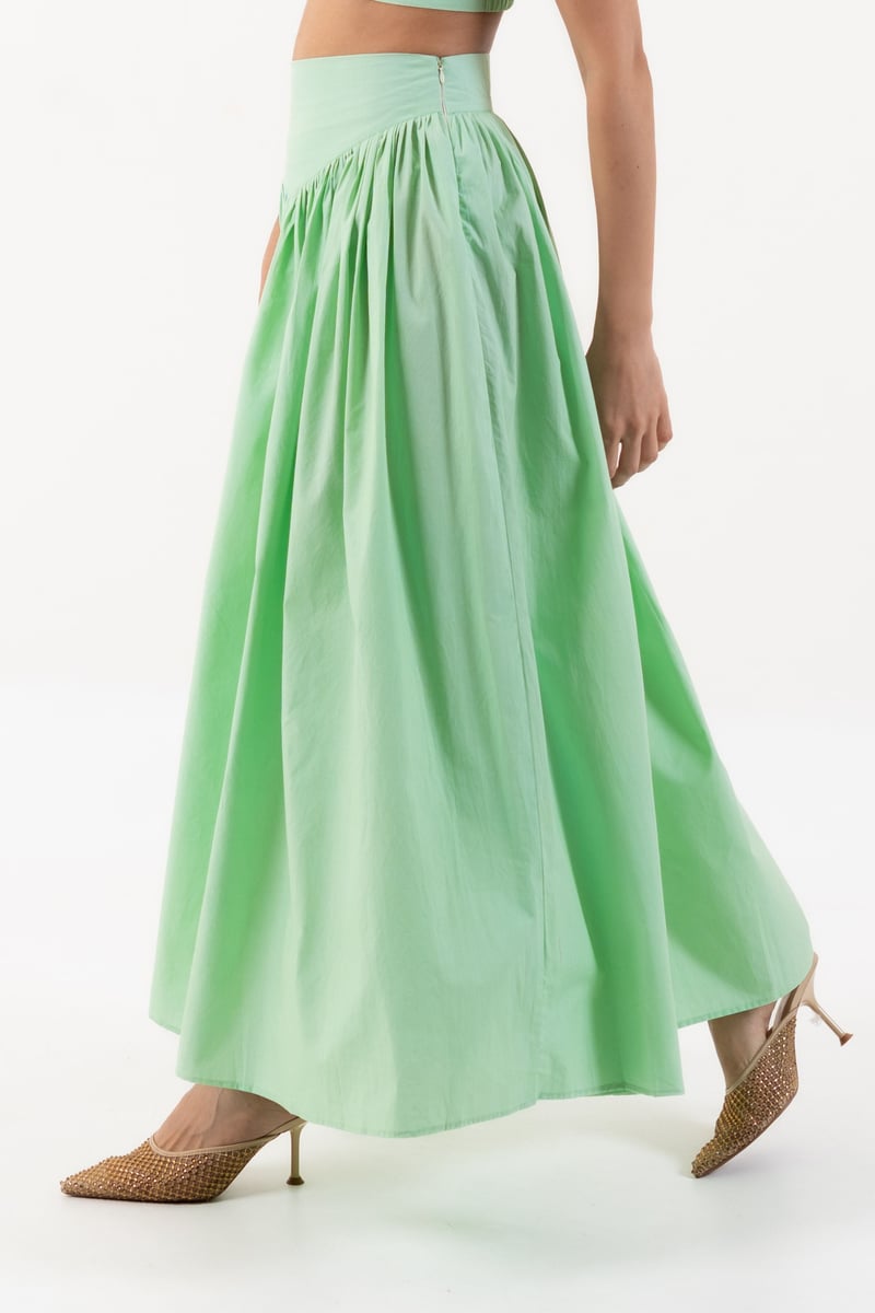 Mint Green Sequin Top and Pleated Midi Skirt Co-ord Set