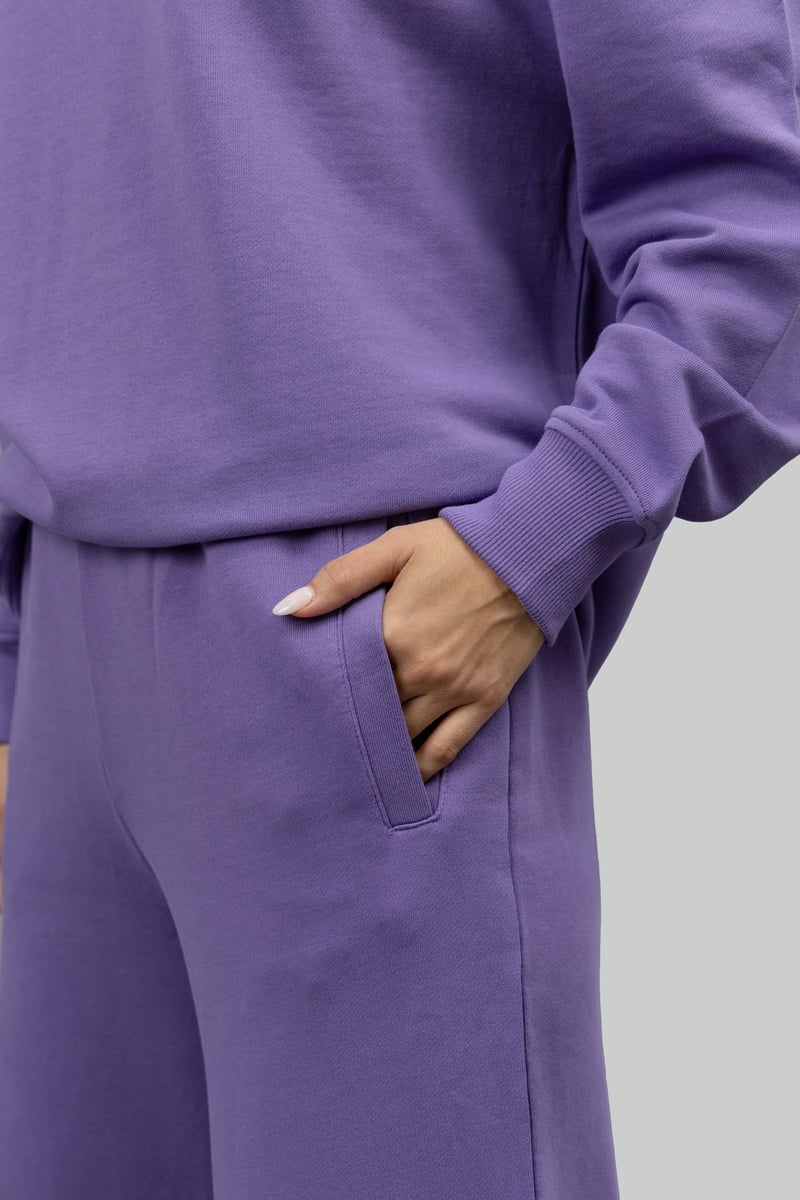 Lavender Cotton Terry Wide-Leg Lounge Pants