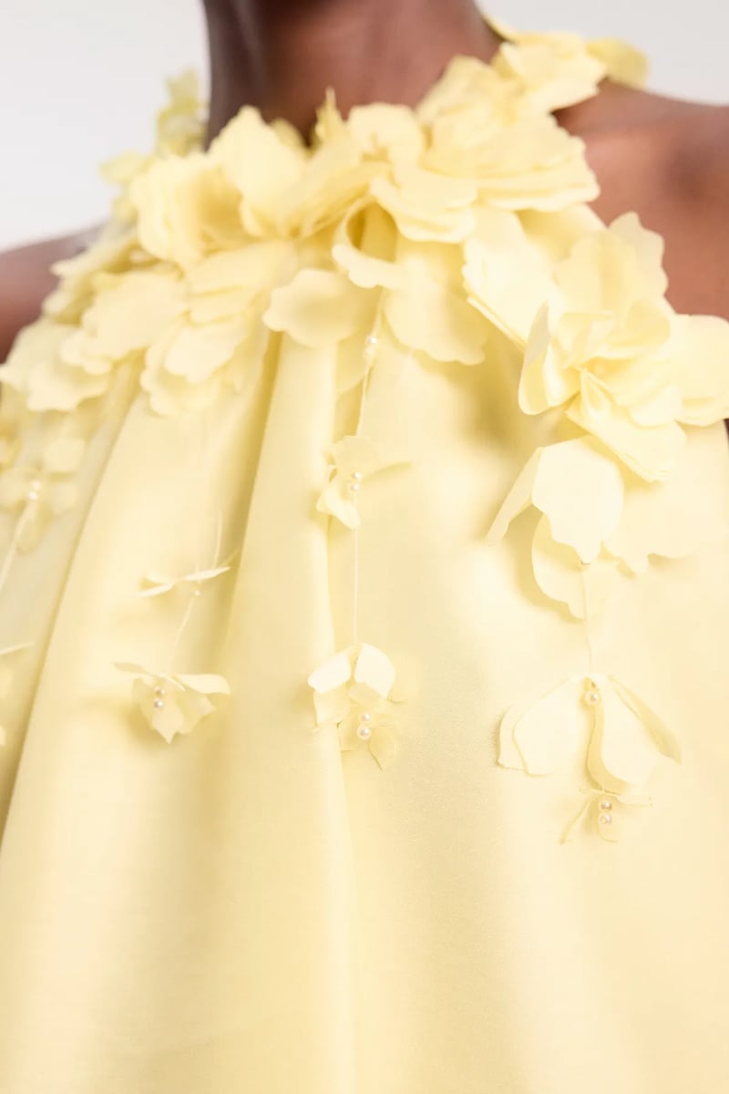 Floral Applique Woven Halter Woven Blouse