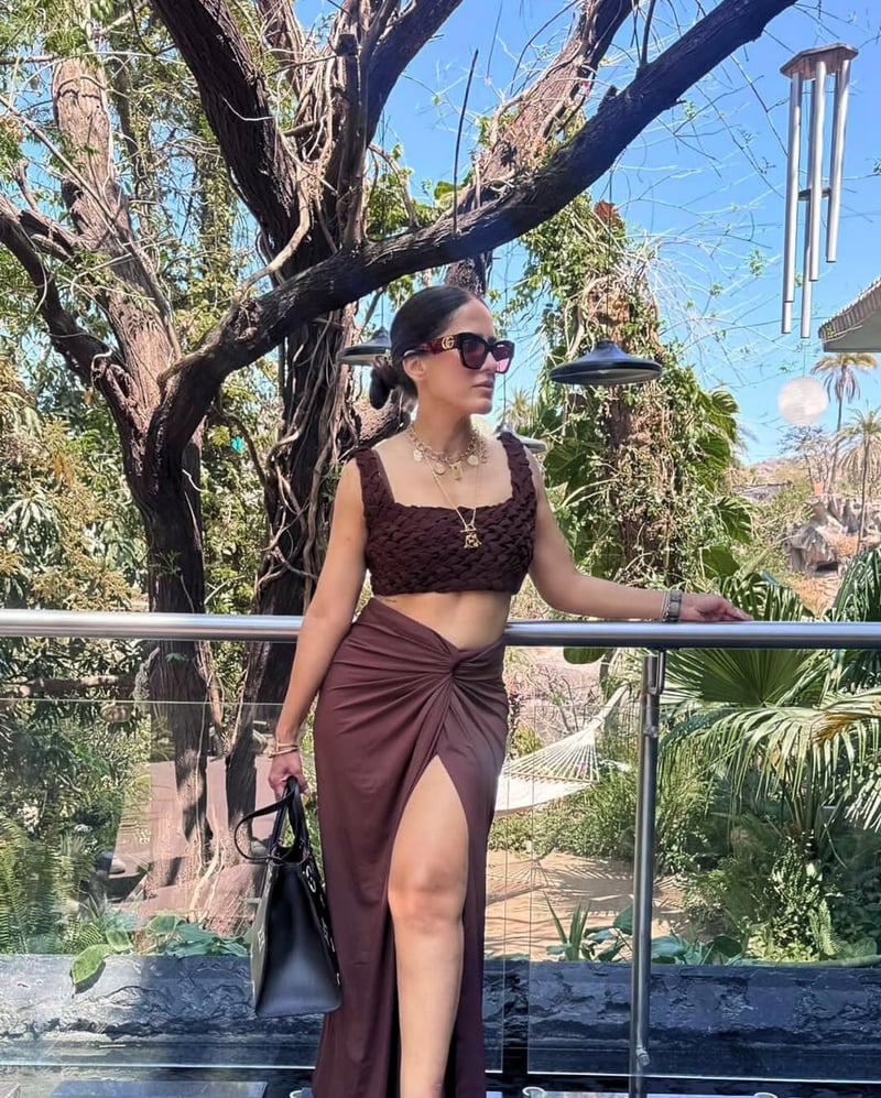 Brown Smocked Square Neck Crop Top — Torqadorn