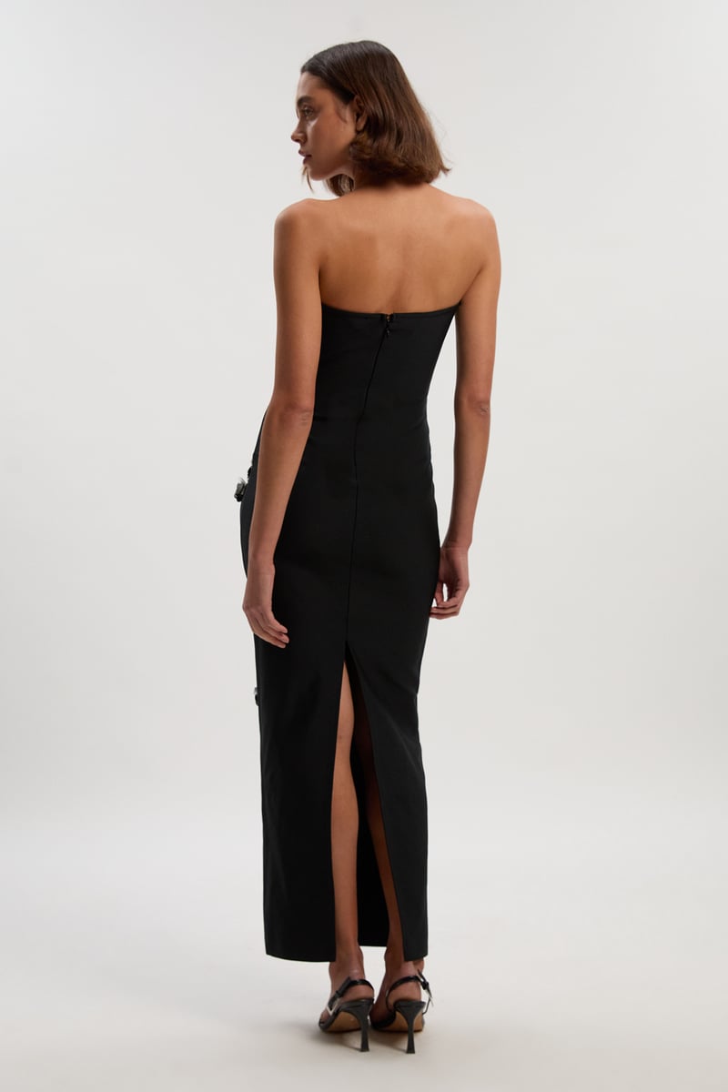 Black Bandeau Embellished Bodycon Maxi Dress