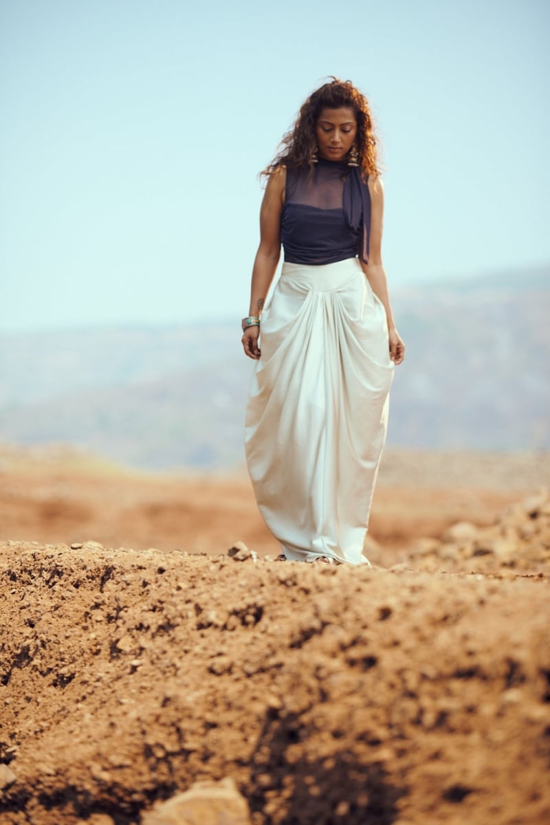 Mint Green Satin Draped Pleated Maxi Skirt