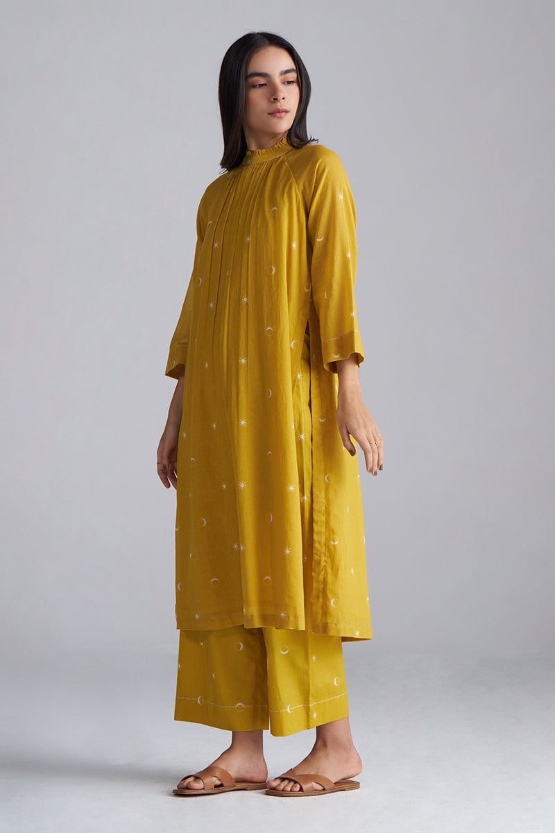 Nugget Gold Yellow Printed Mul-Cotton Co-ord Set
