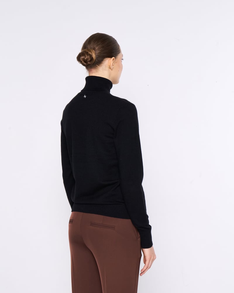 Black Rib-Knit Turtleneck Sweater