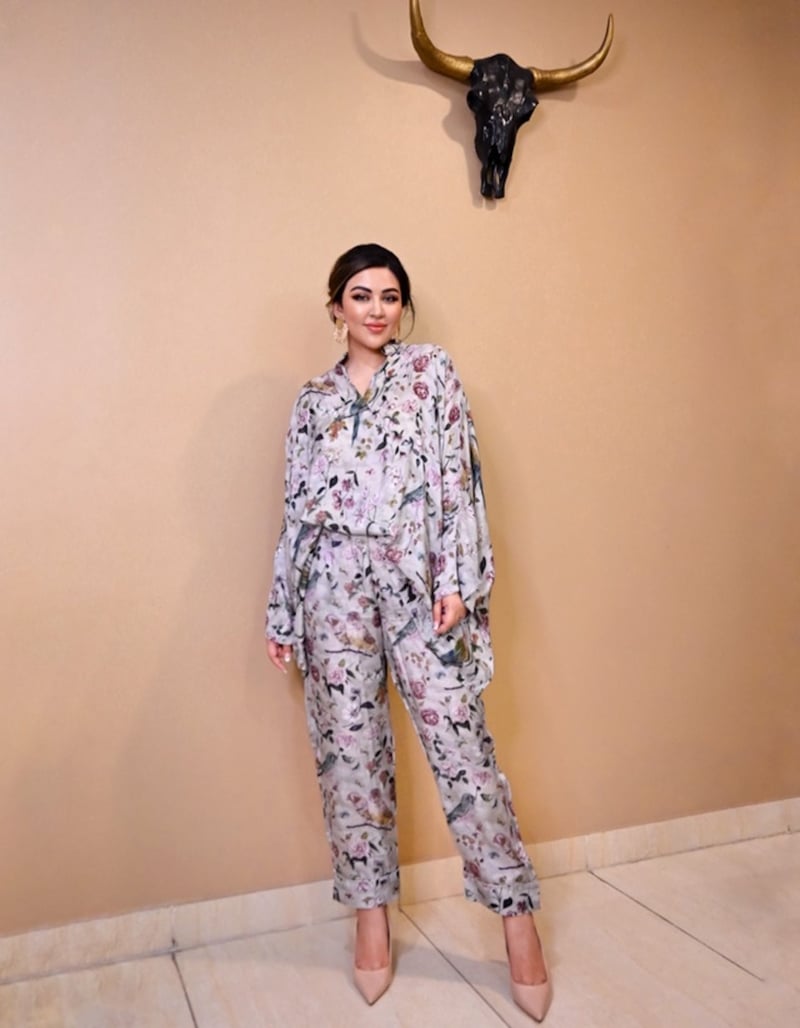 Grey/Multicolor Printed Silk Co-ord Set