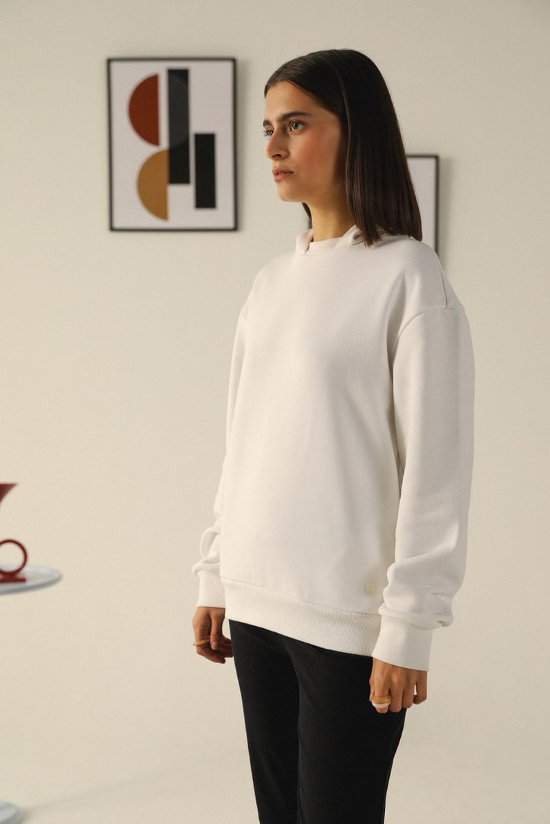 White Relaxed Fit Pullover Hoodie with Back Graphic