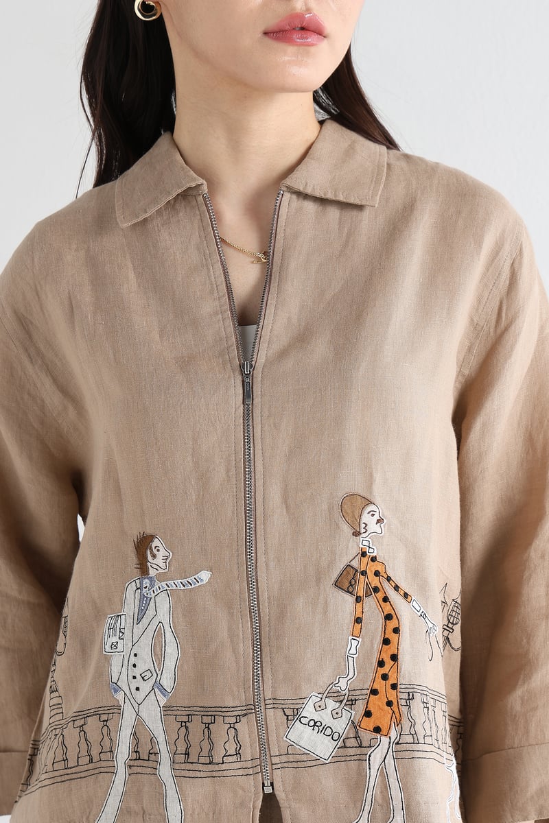 Khaki Emb Shacket