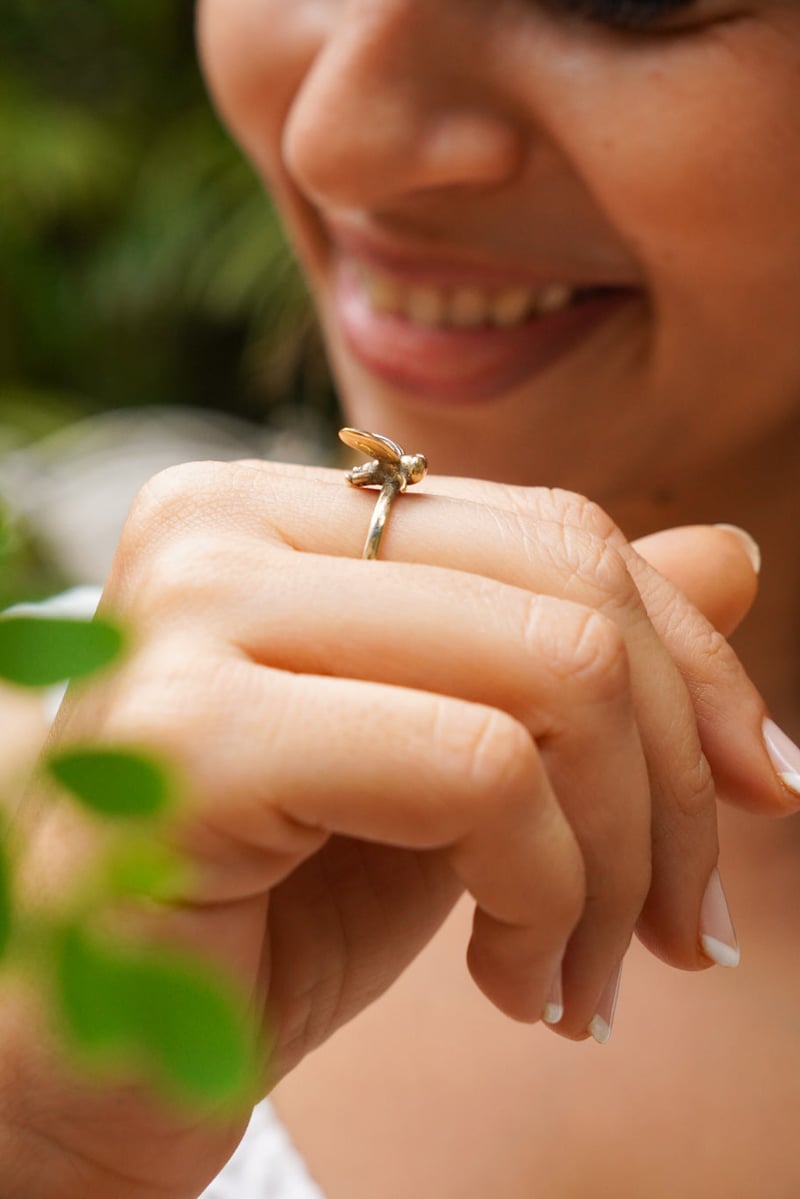 Honey Bee Finger And Toe Brass Ring Adjustable Size