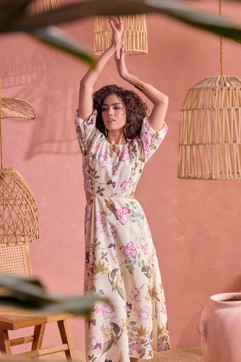 Dainty Spring Hues Midi Dress