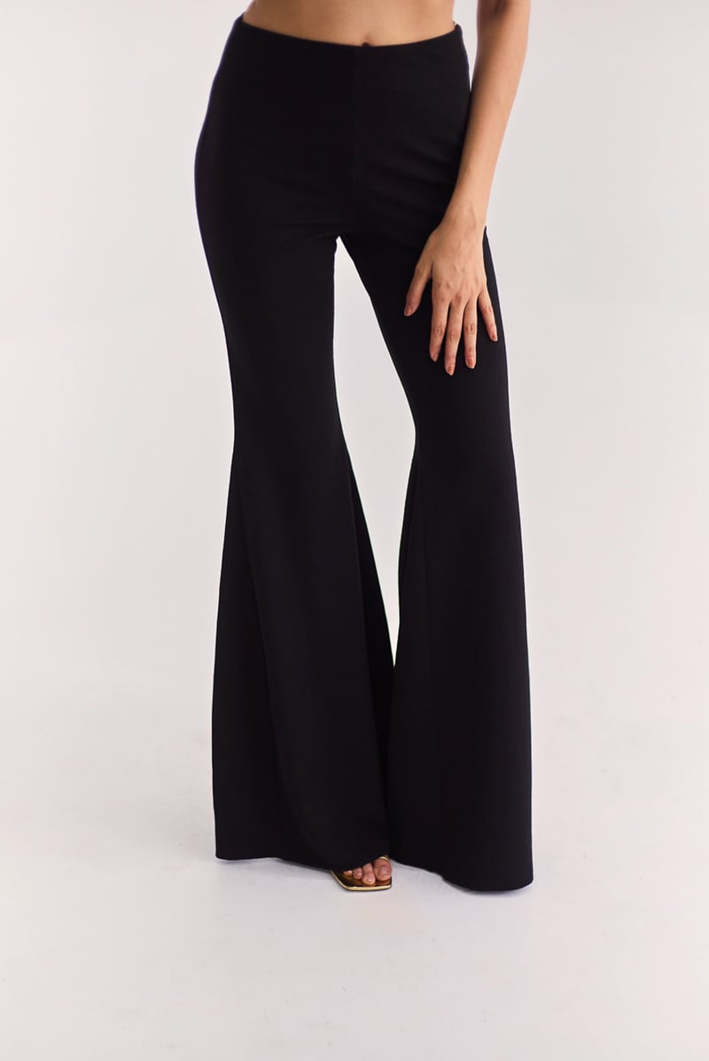 Black Strapless Top and Bell Bottom Co-ord Set