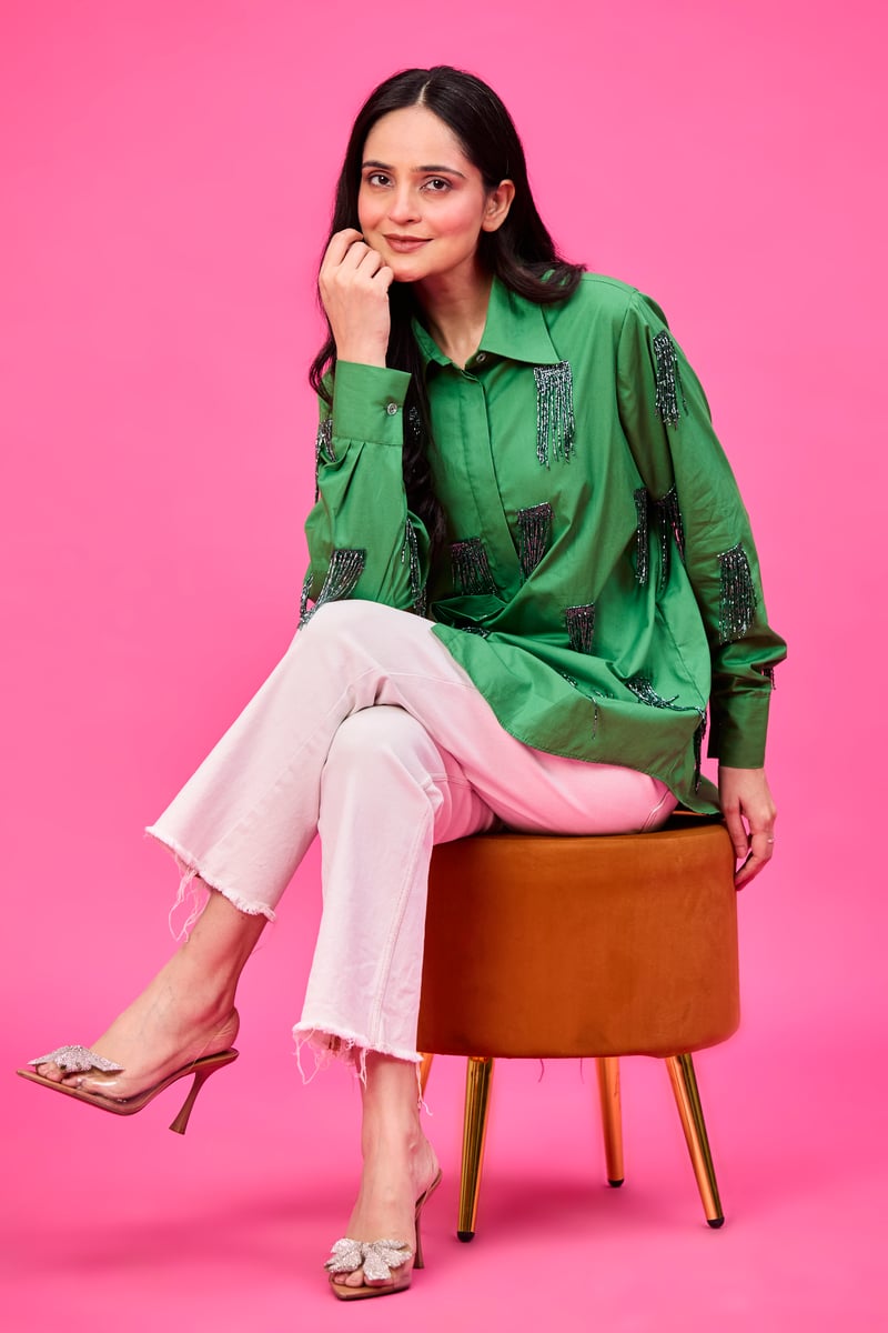 Emerald tassel shirt