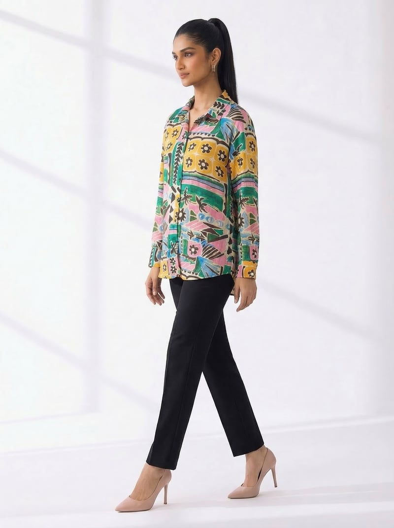 Multicolour Tribal Print Button-Down Shirt