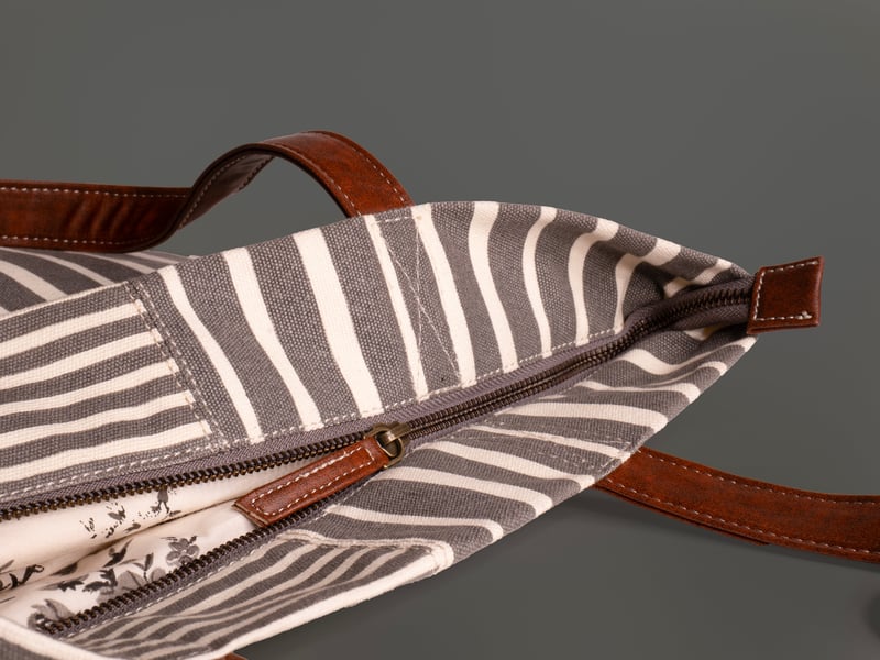 Retro Stripe Ladies Tote Bag With Zip