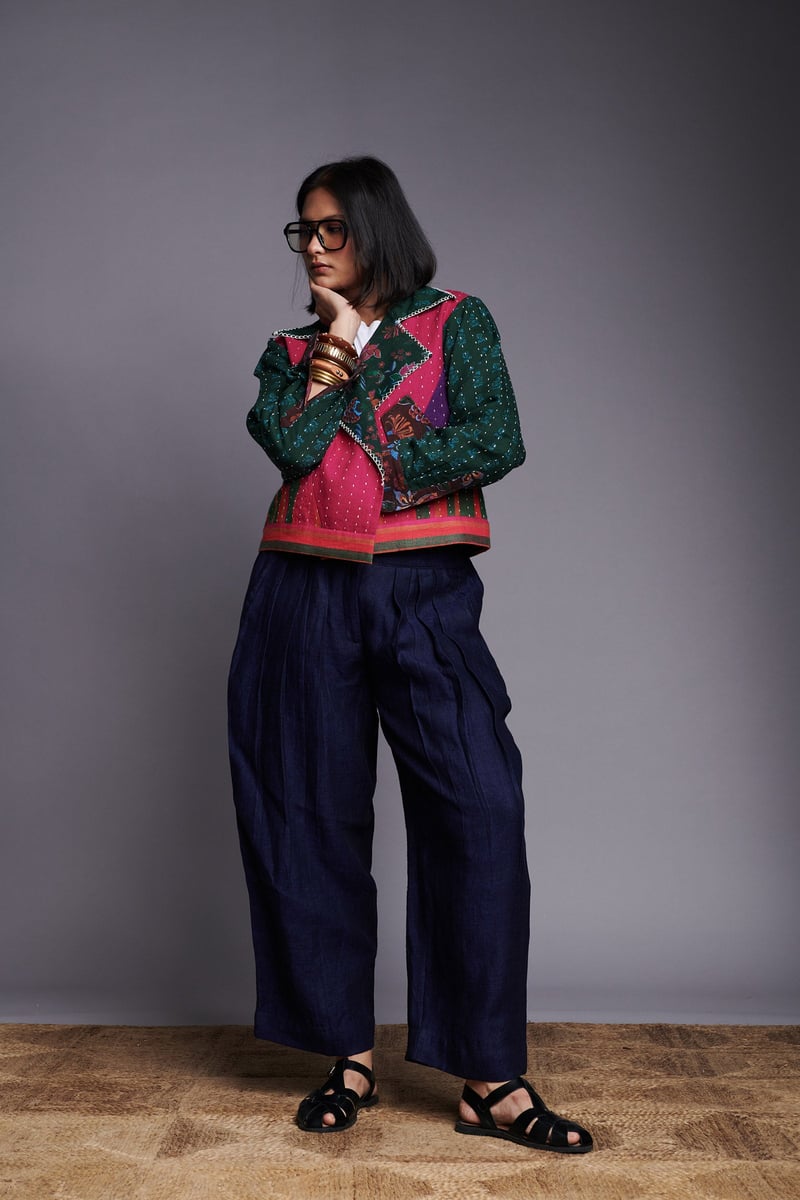 Rani Kantha Patchwork Cropped Bolero Jacket
