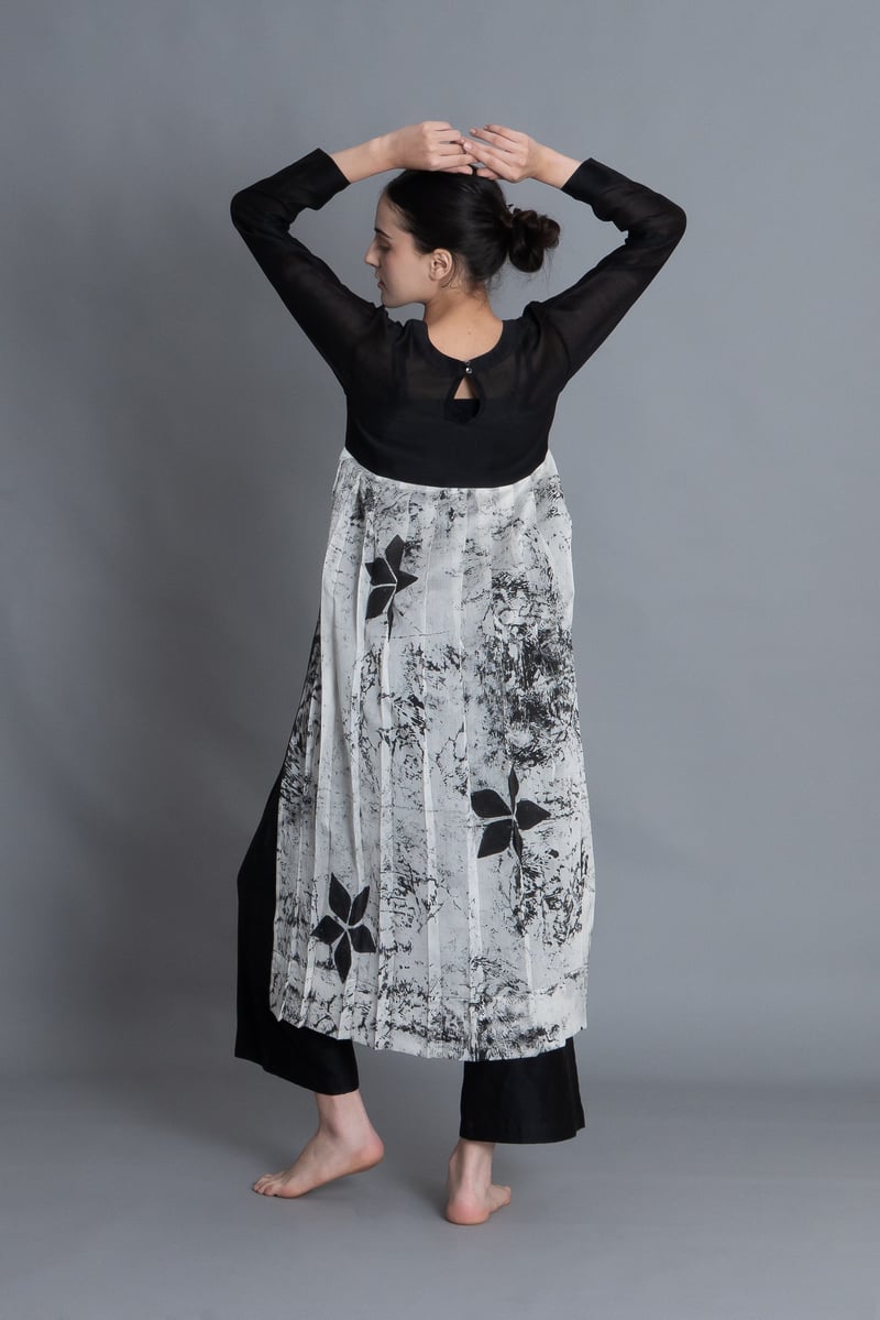 Black Chanderi Silk A-Line 3-Piece Kurta Set