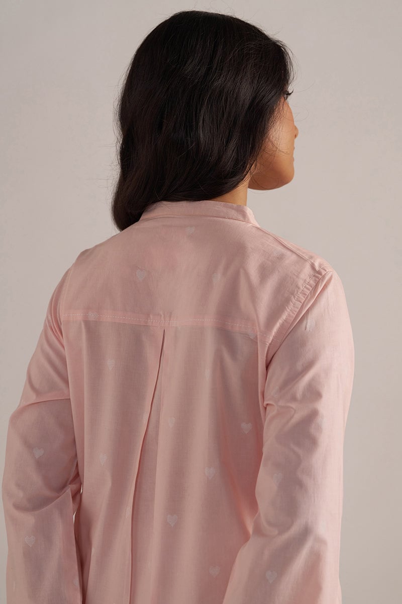 Soft Lotus Pink Cotton Kurta and White Co-ord Set