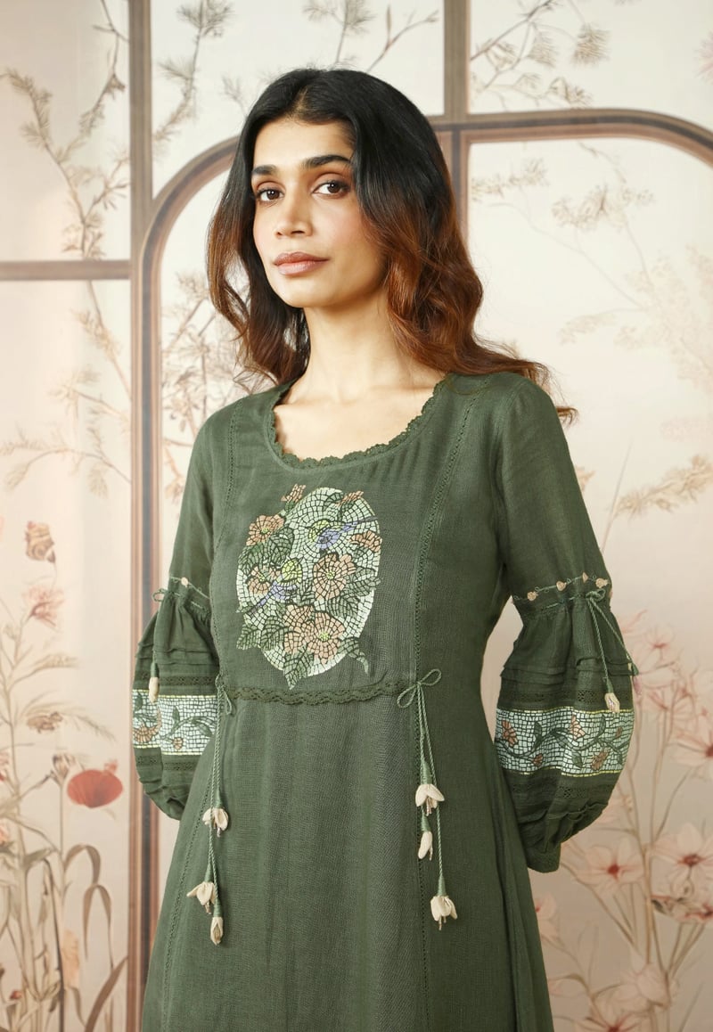 Mosaic Floral Bed Of Roses Dress
