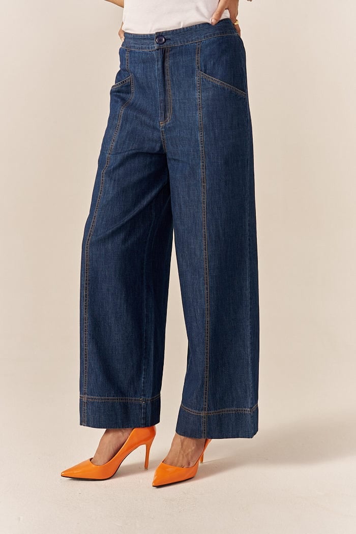 Blue Denim Shirt and Flared Pants Co-ord Set