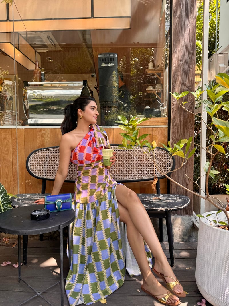 Multicolor One-Shoulder Printed Maxi Dress with Slit