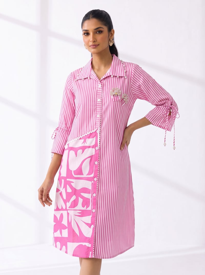 Pink White Popcorn Dress — SURABHI ARYA