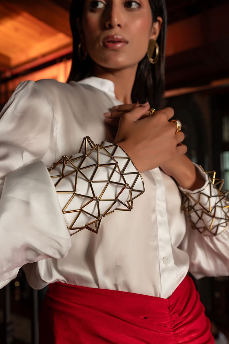 White Shirt and Red Midi Skirt Co-ord Set