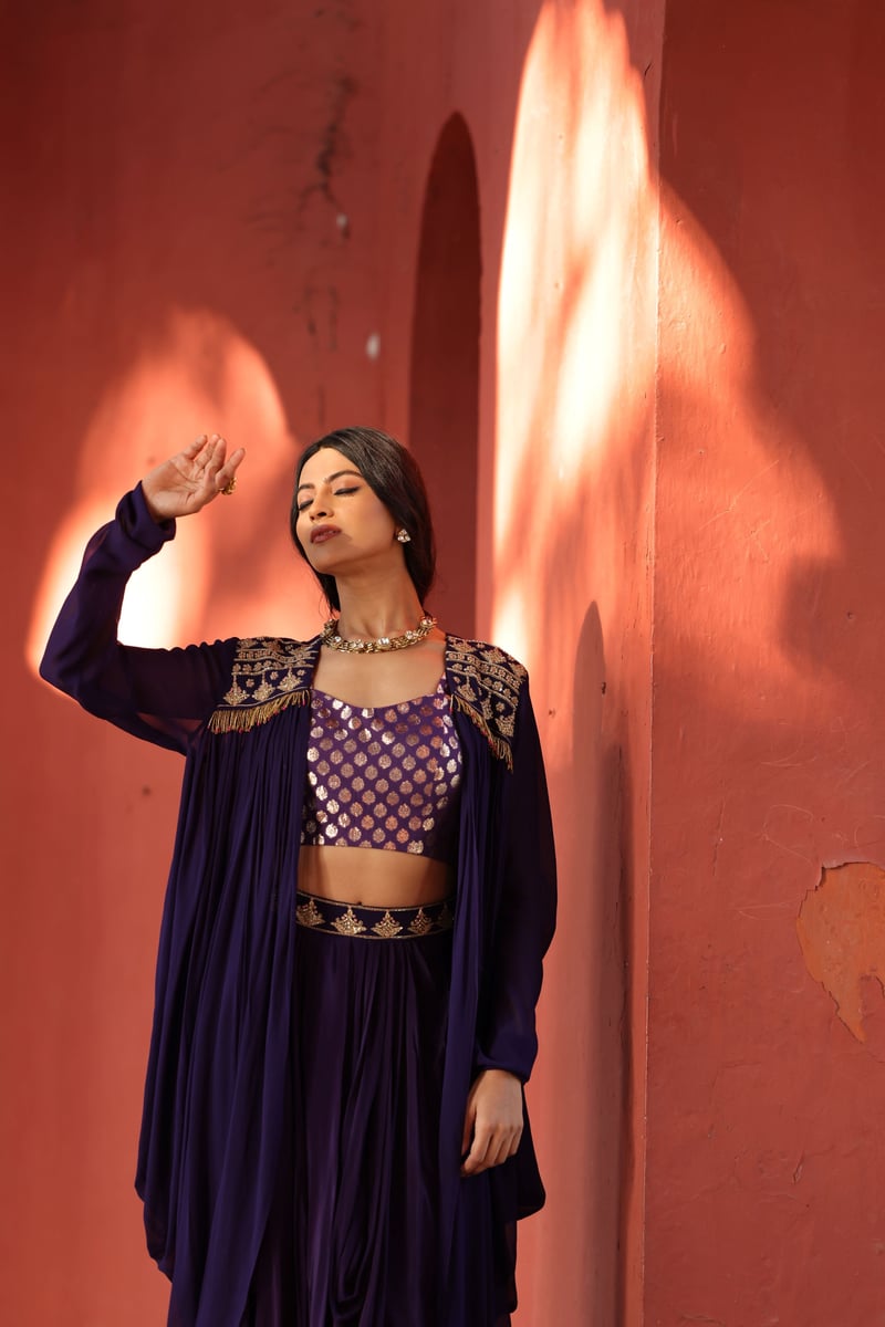 Purple Chanderi Dhoti Set