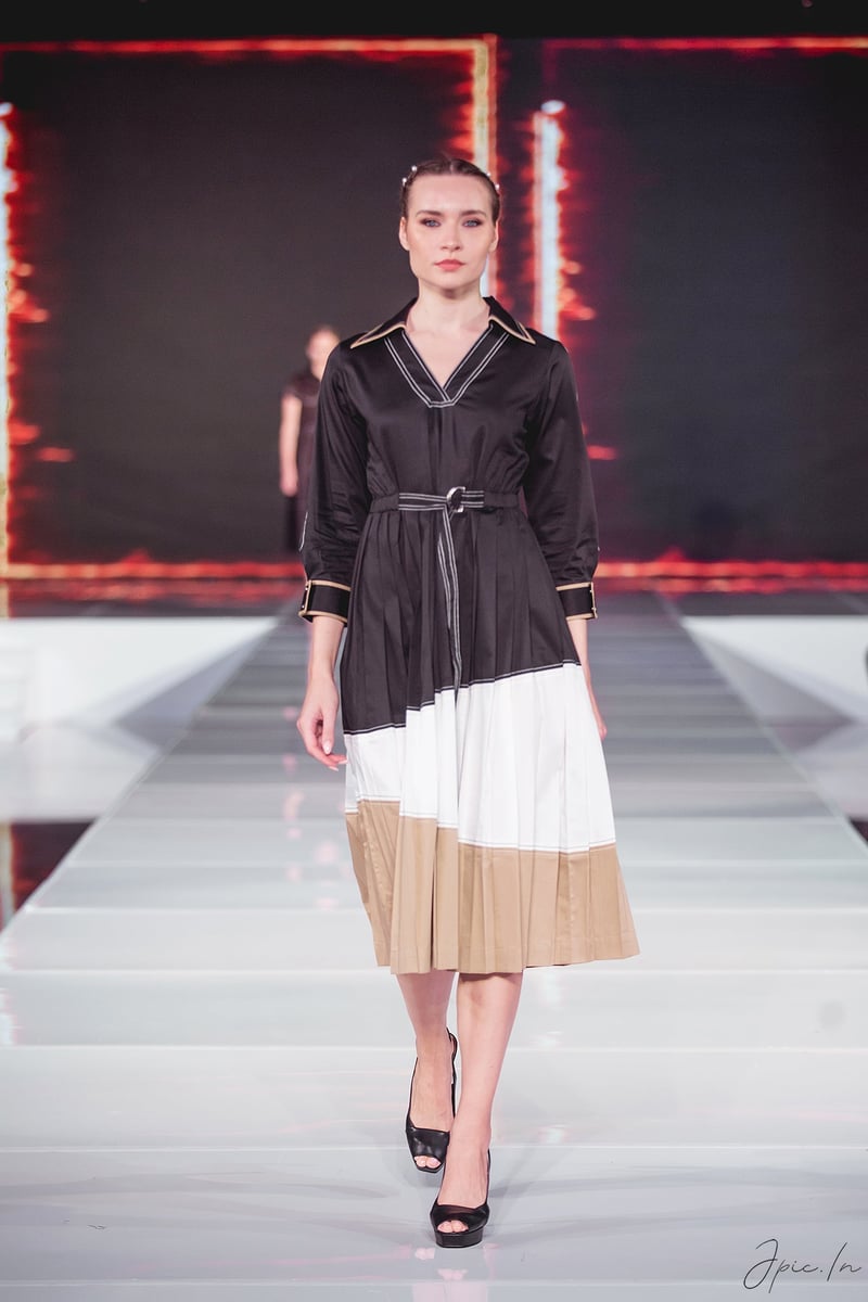 Black Colorblock Midi Shirt Dress with Inbuilt Belt — Escape By Aishwarya