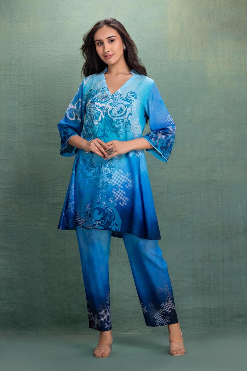 Blue Printed Coord Set