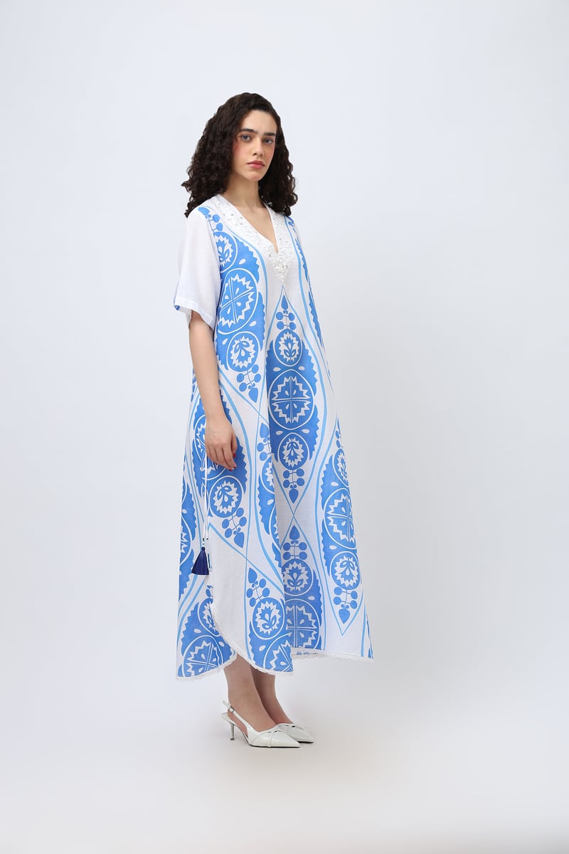 Blue & White Cotton Dress