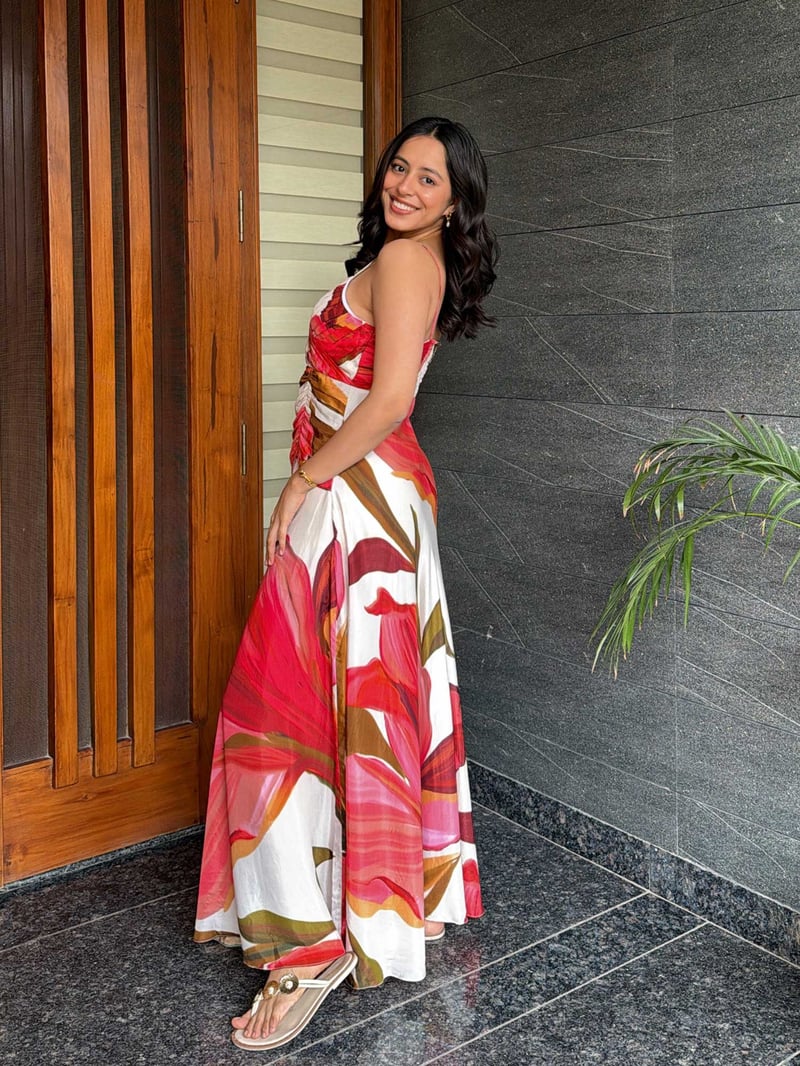 Multicolor Floral Fit and Flare Maxi Dress