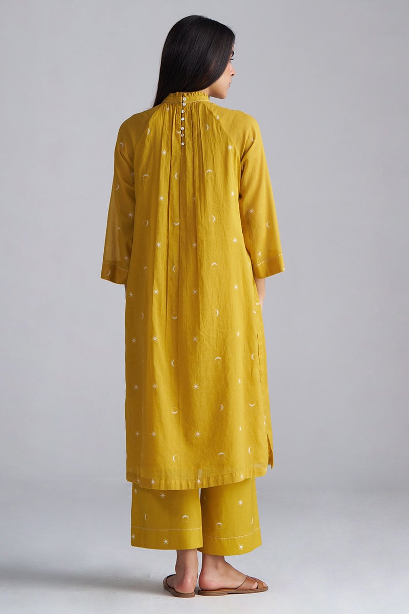 Nugget Gold Yellow Printed Mul-Cotton Co-ord Set