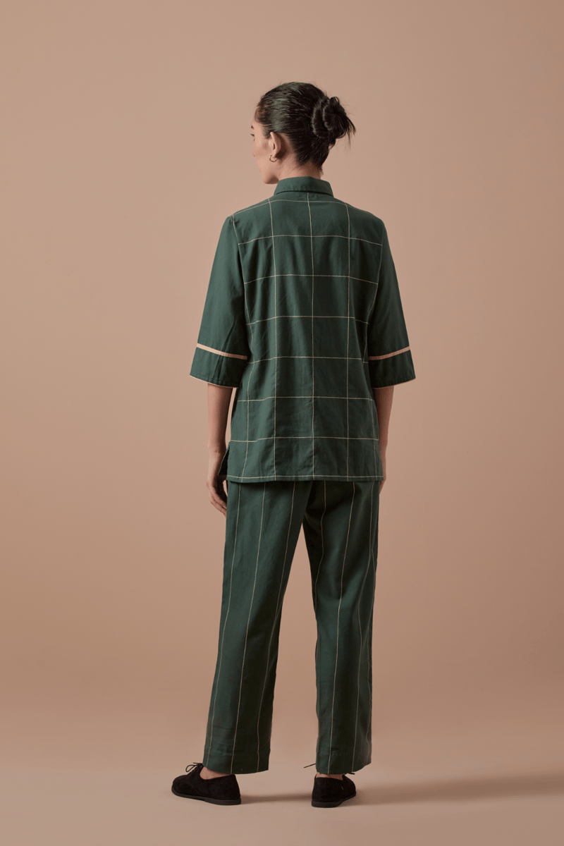 Green Straight-Leg Organic Cotton Trousers